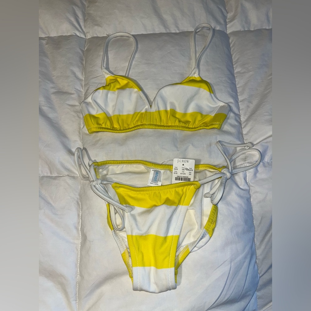 J. Crew Vibrant Yellow and White Bikini XS/S NWT